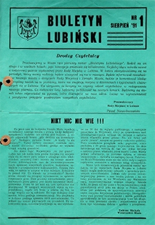 Biuletyn Lubiński nr 1, sierpień `91