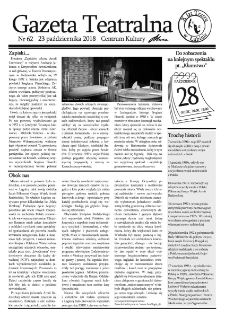 Teatr w Lubinie : Gazeta Teatralna nr 62, październik 2018