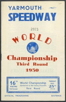 1950 lipiec 25, Yarmouth : Trzecia Runda Kwalifikacyjna Indywidualnych Mistrzostw Świata na żużlu