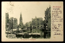 Karta pocztowa : Amsterdam, rzeka Binnenamstel i plac Sophiaplein