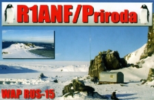 Karta QSL R1ANF/Priroda : Rosyjska stacja antarktyczna Priroda : Antarktyda : IOTA AN-010