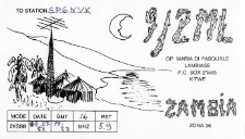 Karta QSL 9J2ML : Zambia