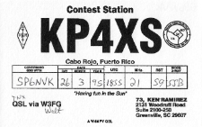 Karta QSL KP4XS : Portoryko