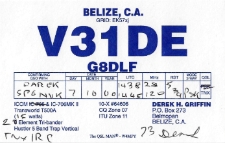Karta QSL V31DE : Belize