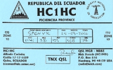 Karta QSL HC1HC : Ekwador
