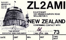 Karta QSL ZL2AMI : Nowa Zelandia : IOTA OC-036
