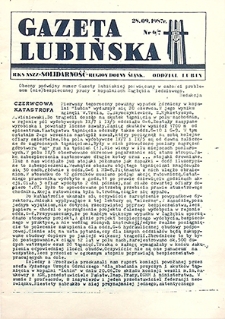 Gazeta Lubińska nr 6, 7, wrzesień `87