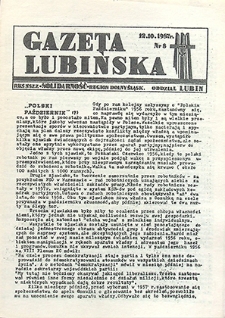 Gazeta Lubińska nr 8, październik `87