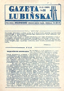 Gazeta Lubińska nr 21, grudzień `88