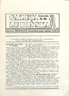 Gazeta Lubińska nr 25, kwiecień `89