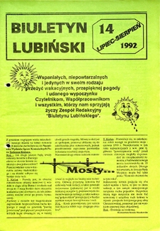 Biuletyn Lubiński nr 14, lipiec, sierpień `92