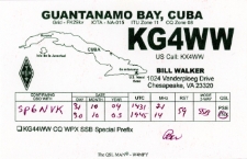 Karta QSL KG4WW : Baza Marynarki Wojennej USA – Guantanamo Kuba : IOTA NA-025