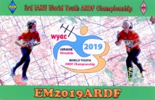 Karta QSL EM2019ARDF : Karta okolicznościowa Mistrzostwa Młodzieżowe Radiopelengacji : Ukraina