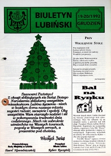 Biuletyn Lubiński nr 19, 20, grudzień `92