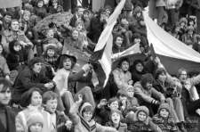 Radość kibiców Zagłębia Lubin po wygranym meczu z Legią Warszawa