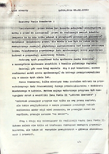 List Otwarty : luty `90