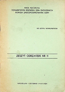 Zeszyt Odrzański nr 11. Dalsza rozbudowa retencji zbiornikowej w dorzeczu Odry do roku 1985