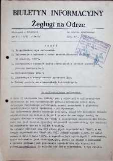 Biuletyn Informacyjny Żeglugi na Odrze nr 9-10/87 (18-19)
