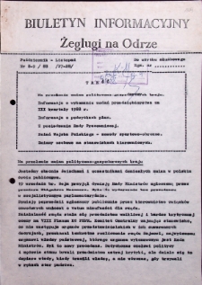 Biuletyn Informacyjny Żeglugi na Odrze nr 8-9/88 (27-28)