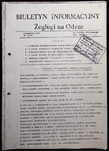 Biuletyn Informacyjny Żeglugi na Odrze nr 5/86