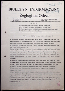 Biuletyn Informacyjny Żeglugi na Odrze nr 6/86