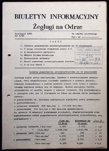 Biuletyn Informacyjny Żeglugi na Odrze nr 8/86