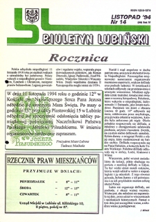 Biuletyn Lubiński nr 14 (46), listopad `94