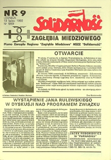 Solidarność Zagłębia Miedziowego nr 9/69, lipiec `92