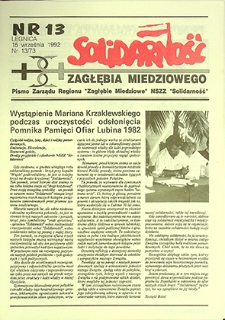Solidarność Zagłębia Miedziowego nr 13/73, wrzesień `92