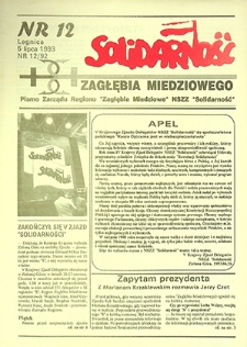 Solidarność Zagłębia Miedziowego nr 12/92, lipiec `93
