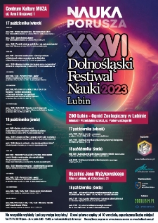 XXVI Dolnośląski Festiwal Nauki 2023 : sesja wyjazdowa w Centrum Kultury „Muza”