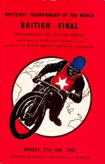 1966 czerwiec 27, Wimbledon, Londyn : Finał Brytyjski Indywidualnych Mistrzostw Świata na żużlu